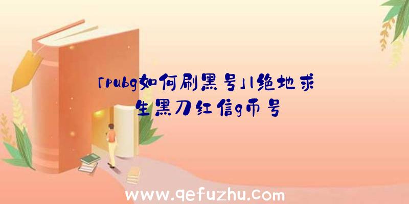 「pubg如何刷黑号」|绝地求生黑刀红信g币号